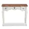 Baxton Studio Sophie White and Brown Finished Small 3-Drawer Wood Console Table 162-10255 - alternate 6